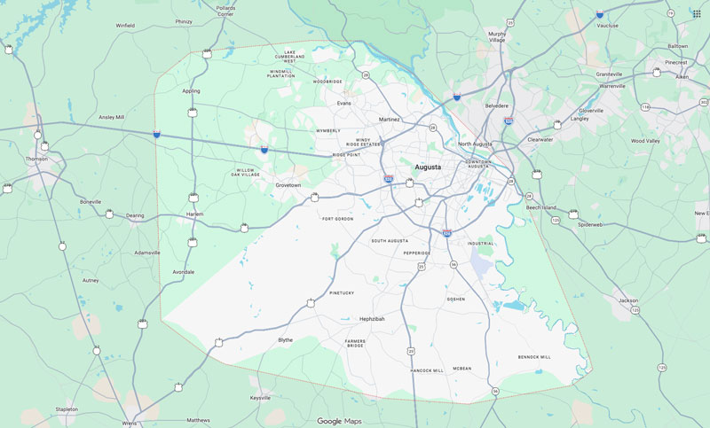 Signature Grounds service area map — Augusta, GA region
